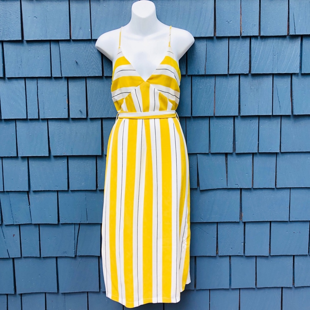 NORDSTROM Yellow & white striped dress
